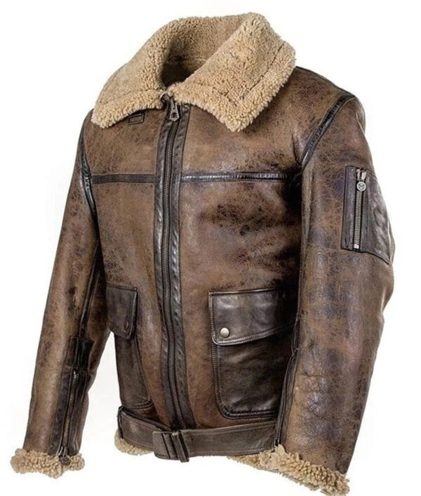 Handmade RAF B3 Shearling Aviator Bomber Jacket – Genuine Sheepskin Leather, WWII Flight Style - Image 2