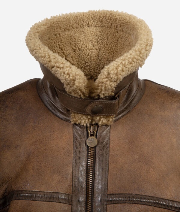 Handmade RAF B3 Shearling Aviator Bomber Jacket – Genuine Sheepskin Leather, WWII Flight Style - Image 5